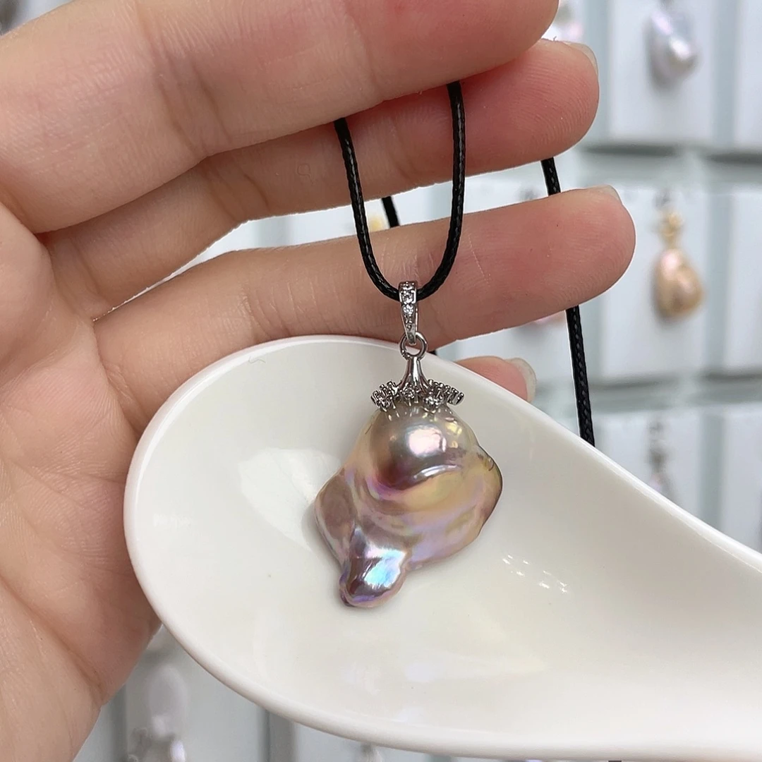 淡水珍珠银S925镶嵌颈饰