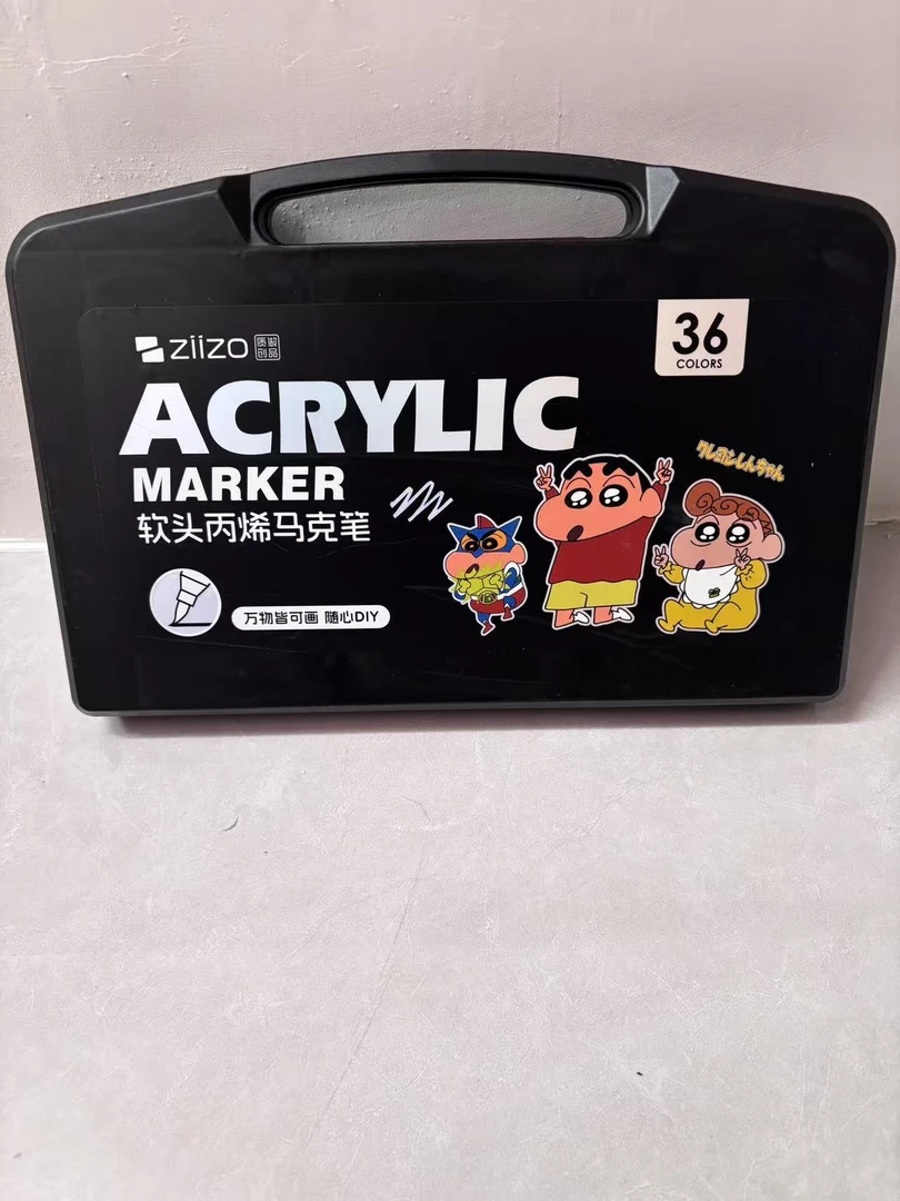 蜡笔小新软头丙烯马克笔专用美术生画笔不透色可叠色炳稀36色