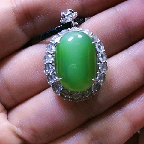 和田玉挂件银S925镶嵌