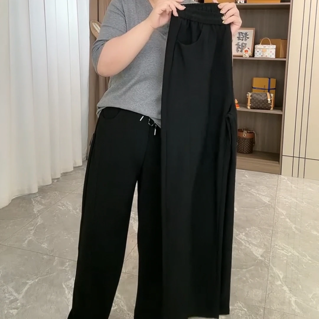 梦梦家8651款宽松遮肉显瘦休闲百搭时尚高腰阔腿裤