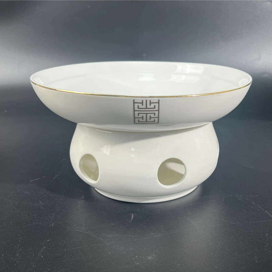 经典金边狮头创意陶瓷加热保温明炉餐盘酒店家用品质好物高档餐具