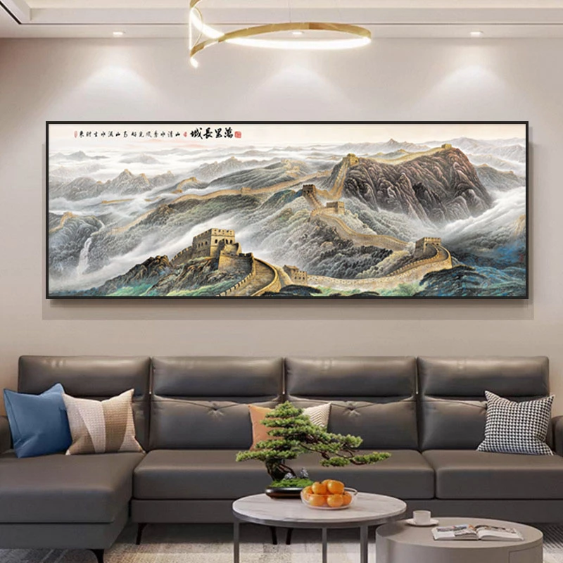 DA-017万里长城画中式客厅晶瓷镶钻装饰画沙发办公室挂画捡漏4