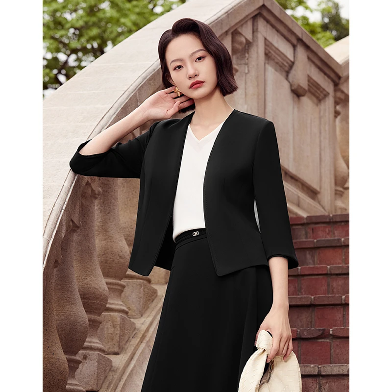 娜尔思七分袖短款西装外套女2025夏新款西服女式NA02149W0