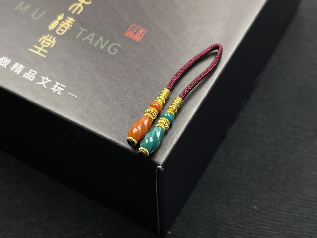 原矿绿松石弟子珠➕瓦西南红➕18k 全品无暇 高瓷高色