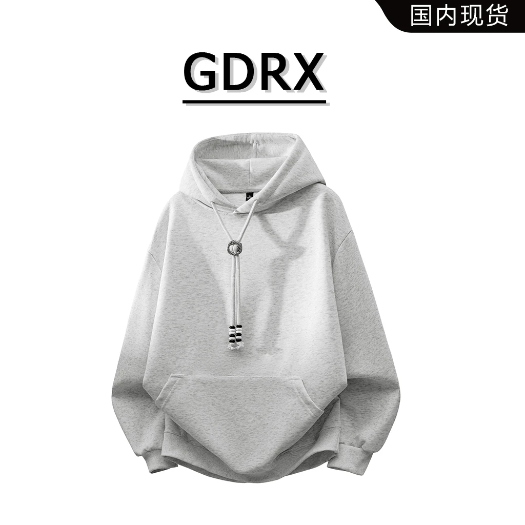 GDRX日系重磅休闲连帽卫衣男士春秋季新款宽松痞帅高级感长袖上衣