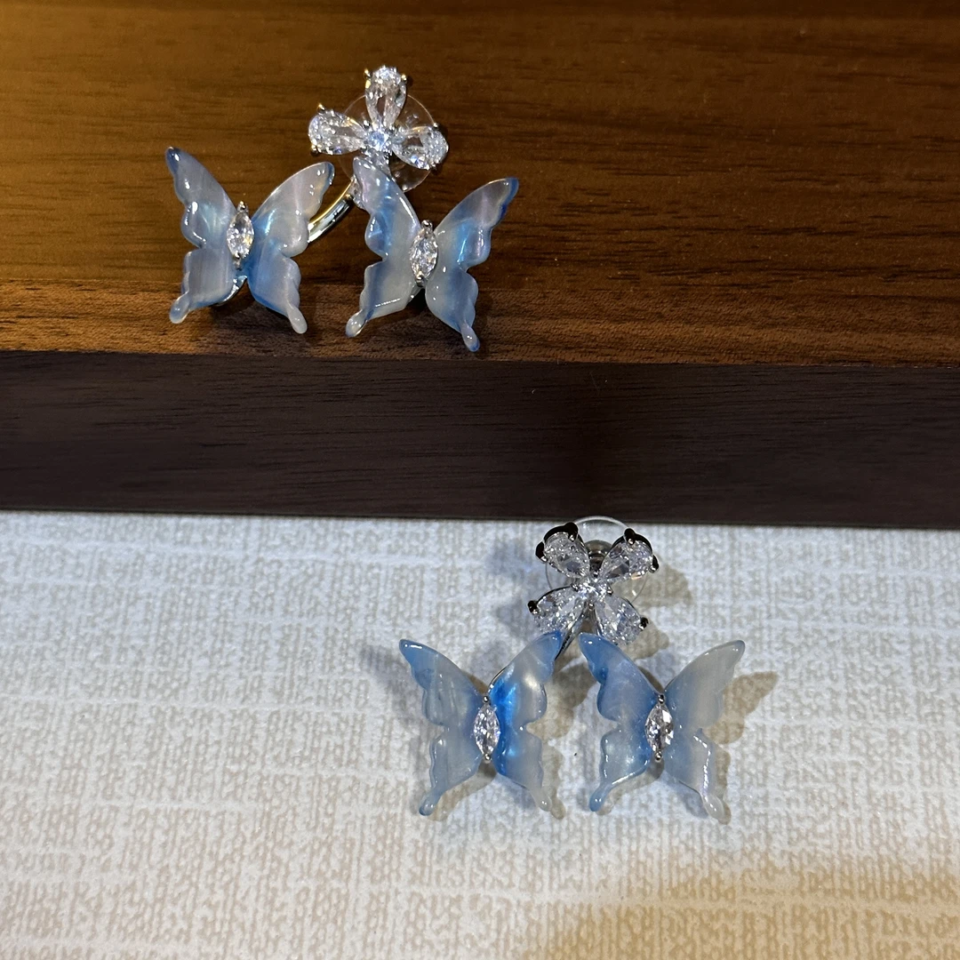 铜合金锆石耳饰 小众设计耳饰2506