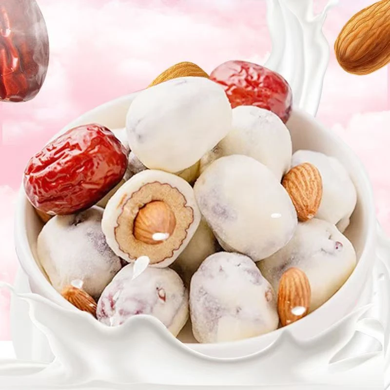 奶枣夹巴旦木仁独立包装网红奶酪枣杏仁一正箱奶枣夹心枣批发零食