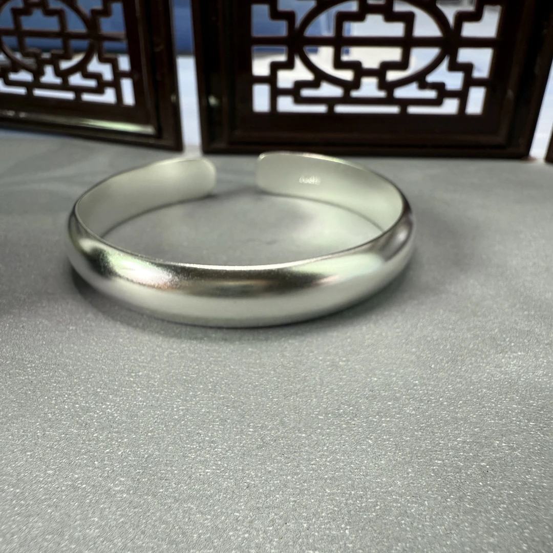 足银手镯 纯手工开口泥鳅背手镯足银999