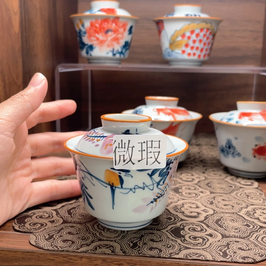 釉下手绘茶具微瑕