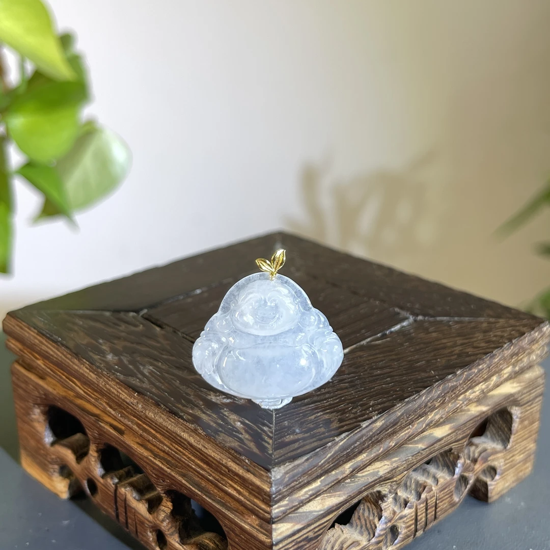 JGB27-016  天然缅甸A货翡翠  18K扣头佛公