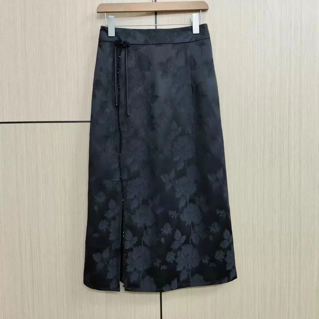 时尚新中式国风气质流苏显瘦半身裙 6503