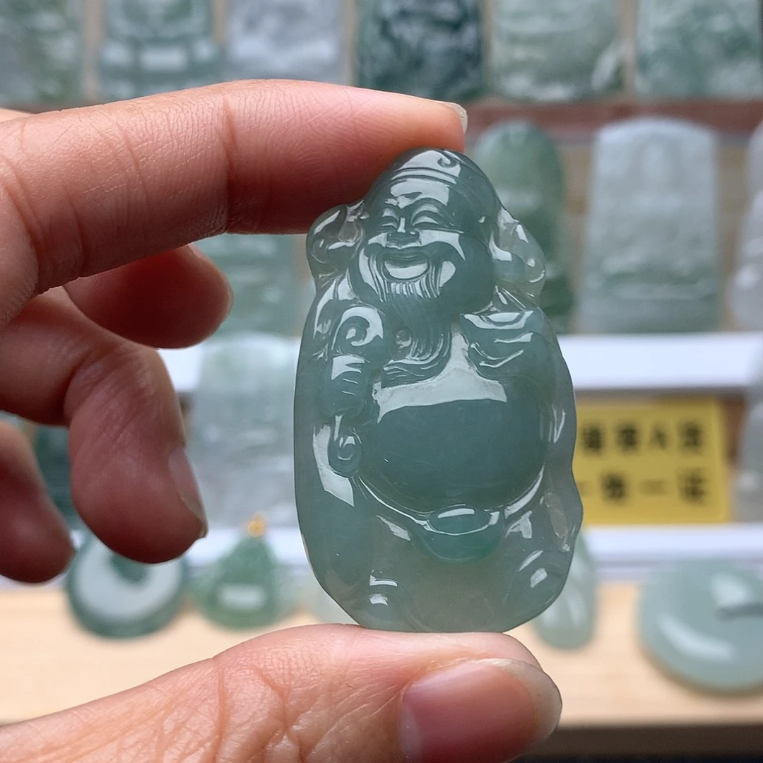 翡翠未镶嵌颈饰财神爷
