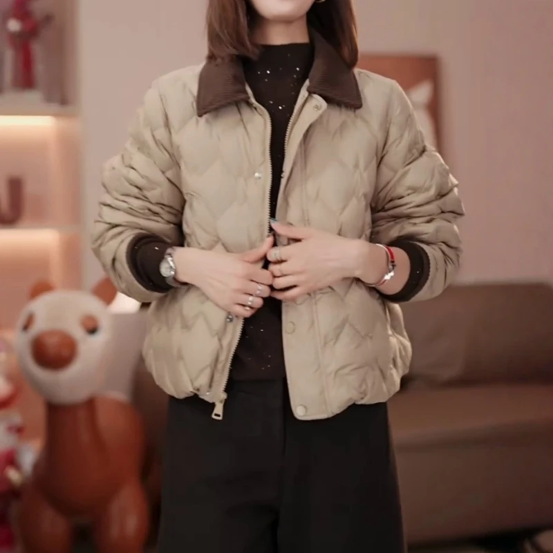 今年流行的棉袄秋冬季2025新款小香风韩系穿搭菱格棉服夹棉外套女