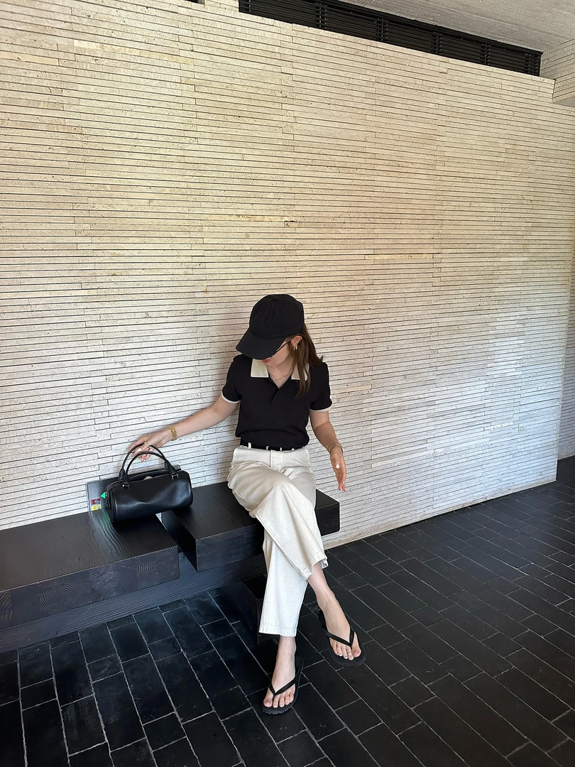 AIMURSE【私藏家】小众设计师 撞色Polo领气质感休闲T恤 AM6916