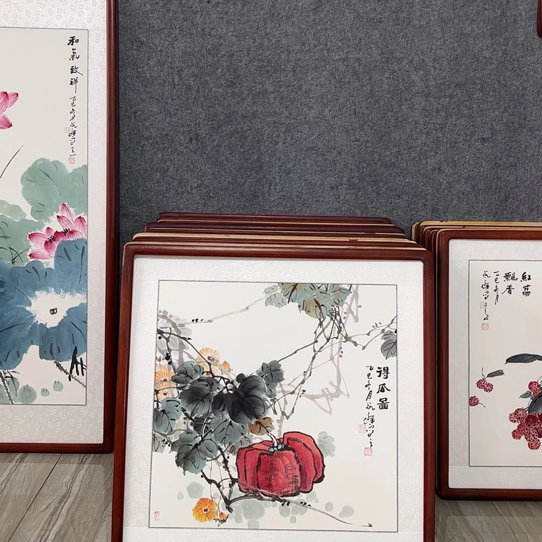 国画书画作品带框63×63