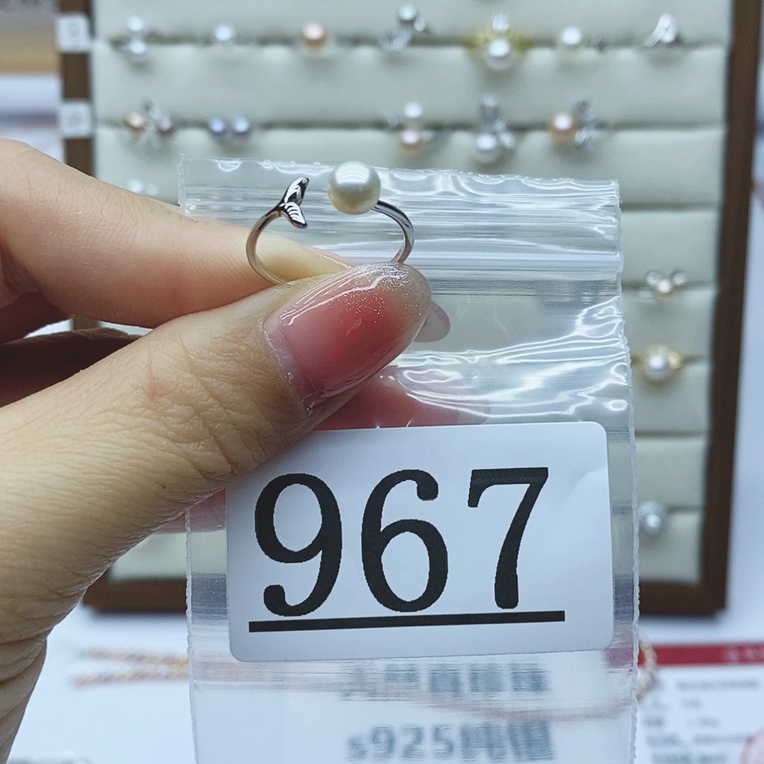 淡水珍珠戒指银S925镶嵌967