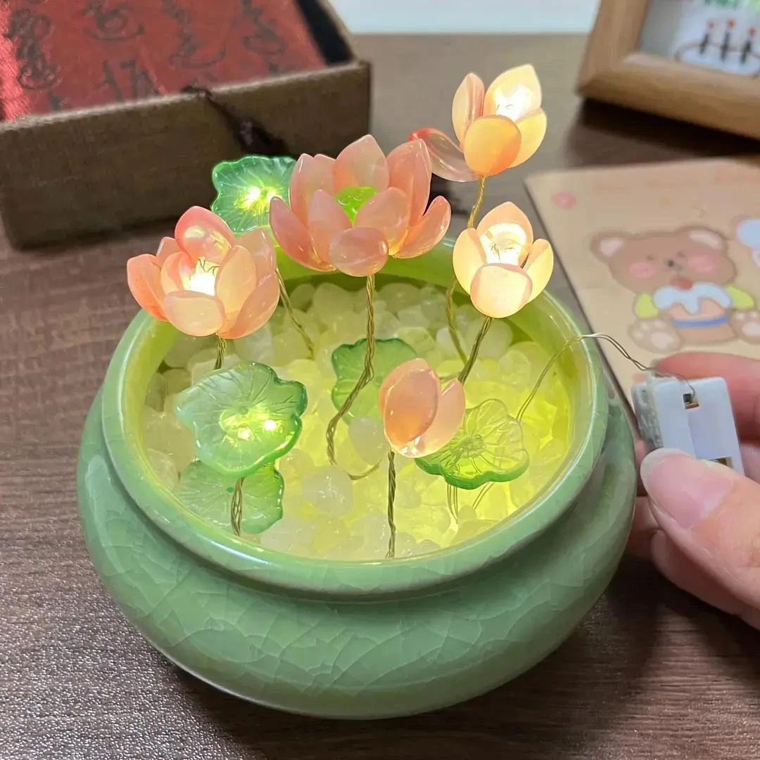 手工diy荷花好运莲莲ins风小夜灯送朋友老师闺蜜礼物情侣创意礼物
