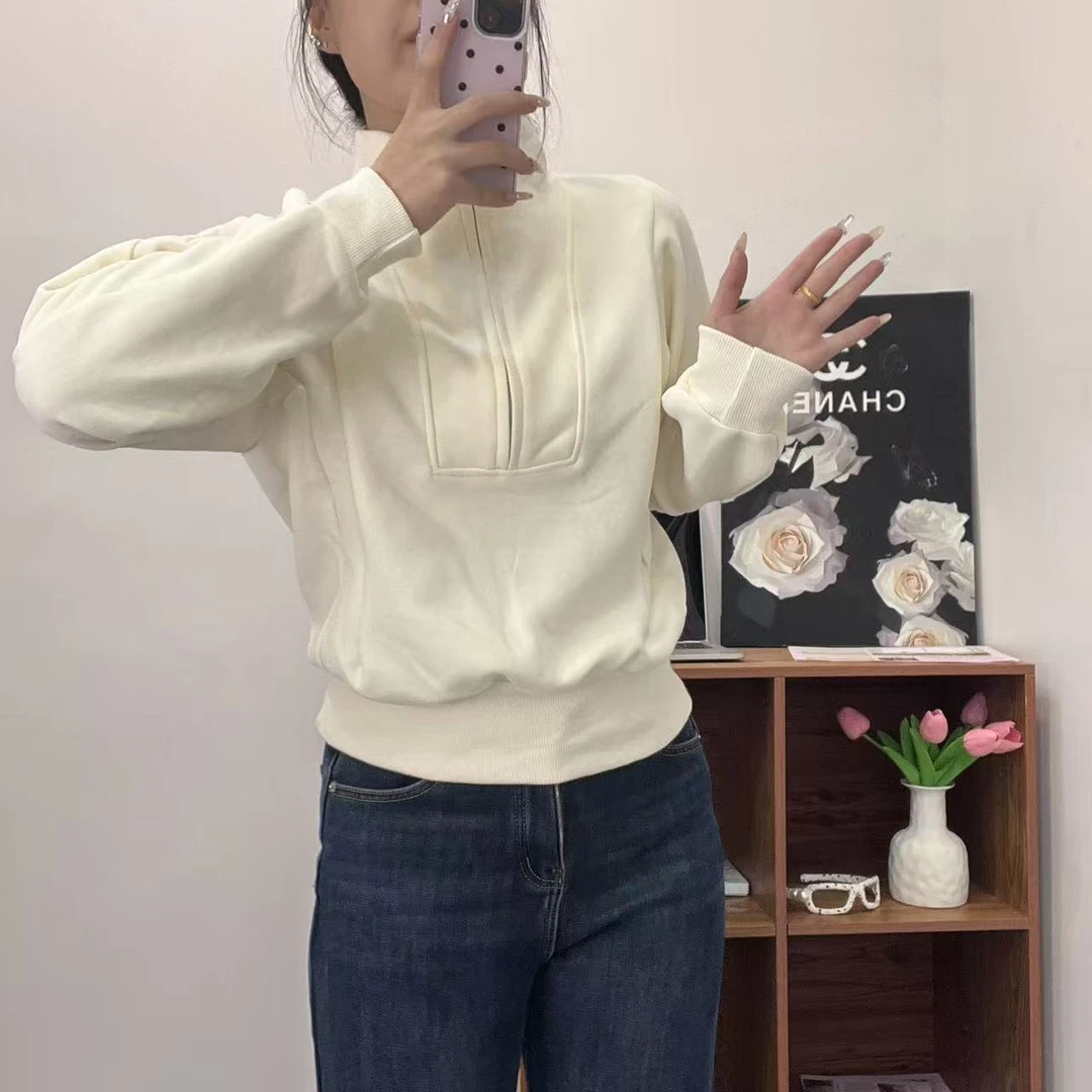 【现货卫衣】哺乳期辣妈秋冬半立领拉链显瘦遮肉大码喂奶打底女潮