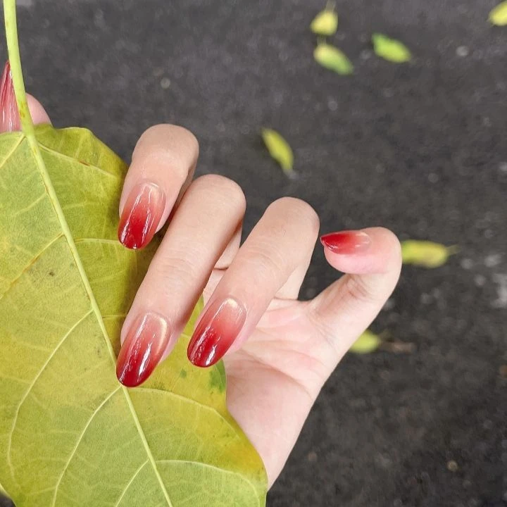 纯手工浆果色高级气质美甲法式显白过年中短款红色系穿戴甲秋冬系