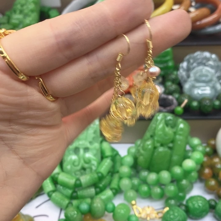 翡翠未镶嵌戒指耳饰16