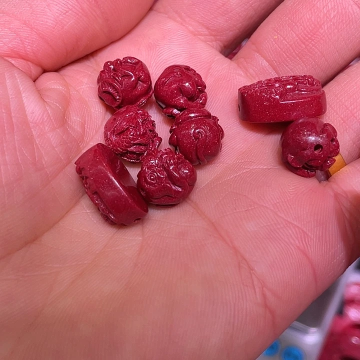 天然辰砂紫金砂配件8个