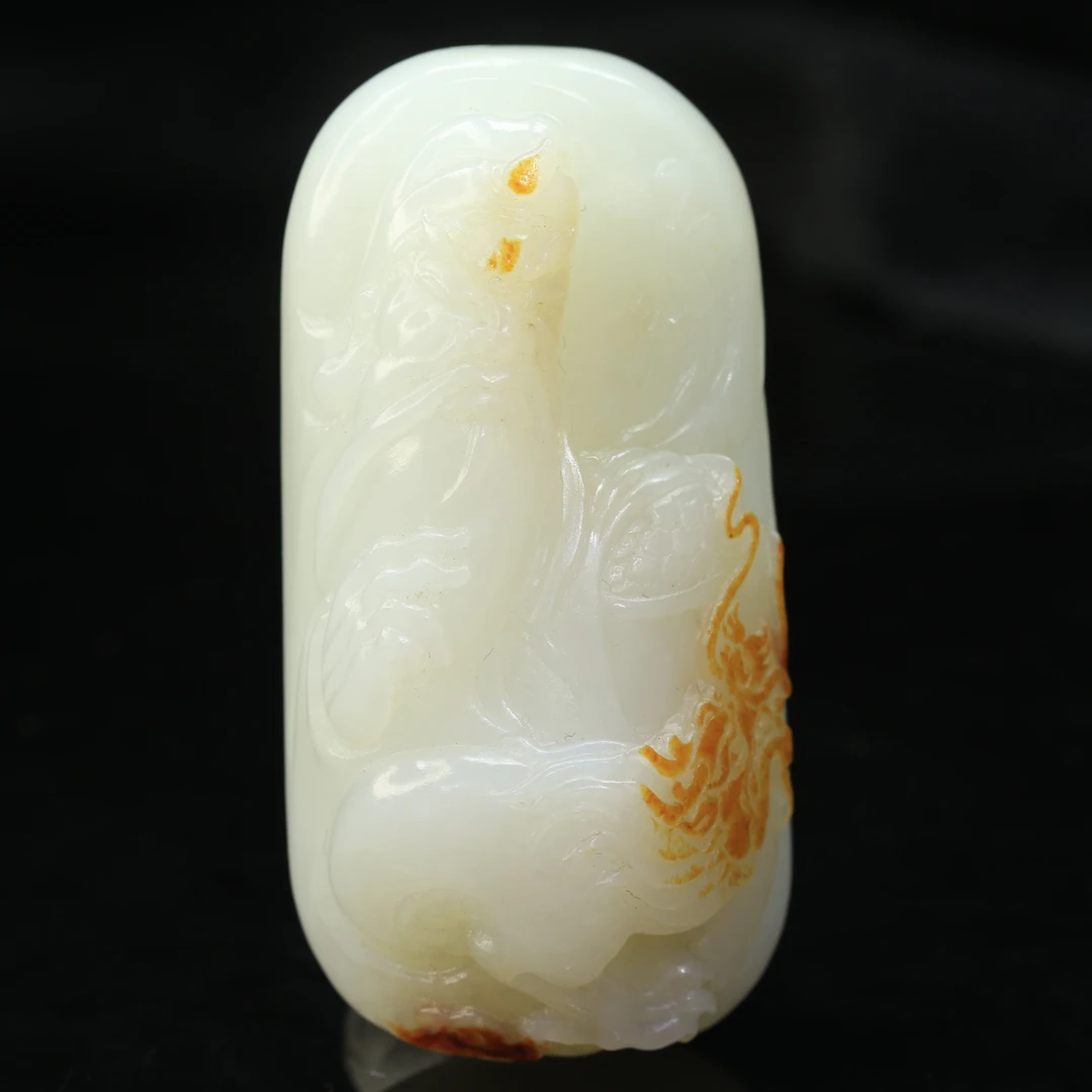 36和田玉羊脂白洒红皮吊坠/000122保利厦门拍卖