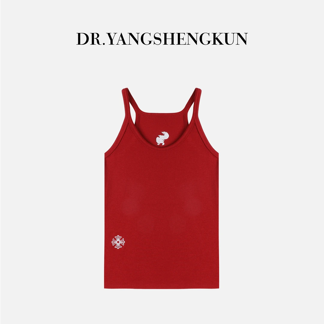 DR杨圣坤2025夏季十字架刺绣螺纹吊带背心外穿无袖上衣女SW255503