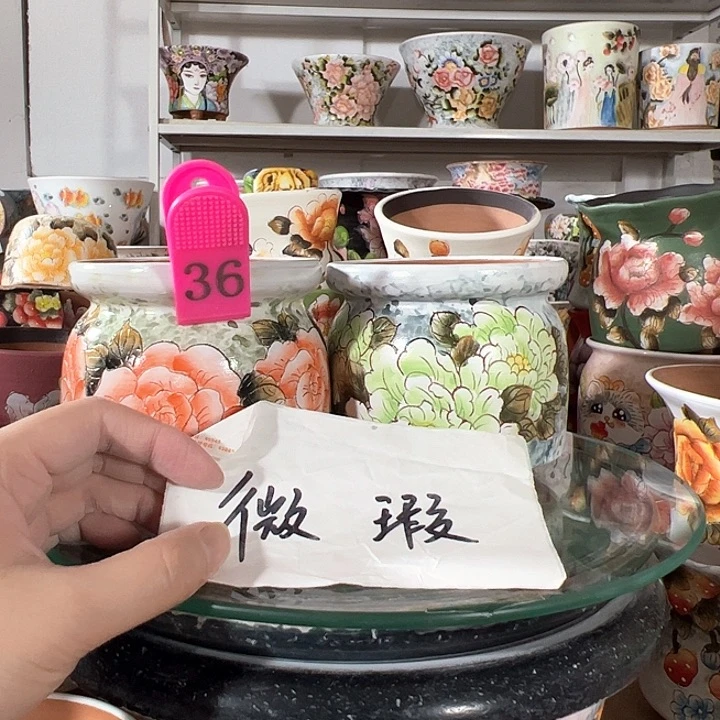 景德镇手绘花盆满38包邮
