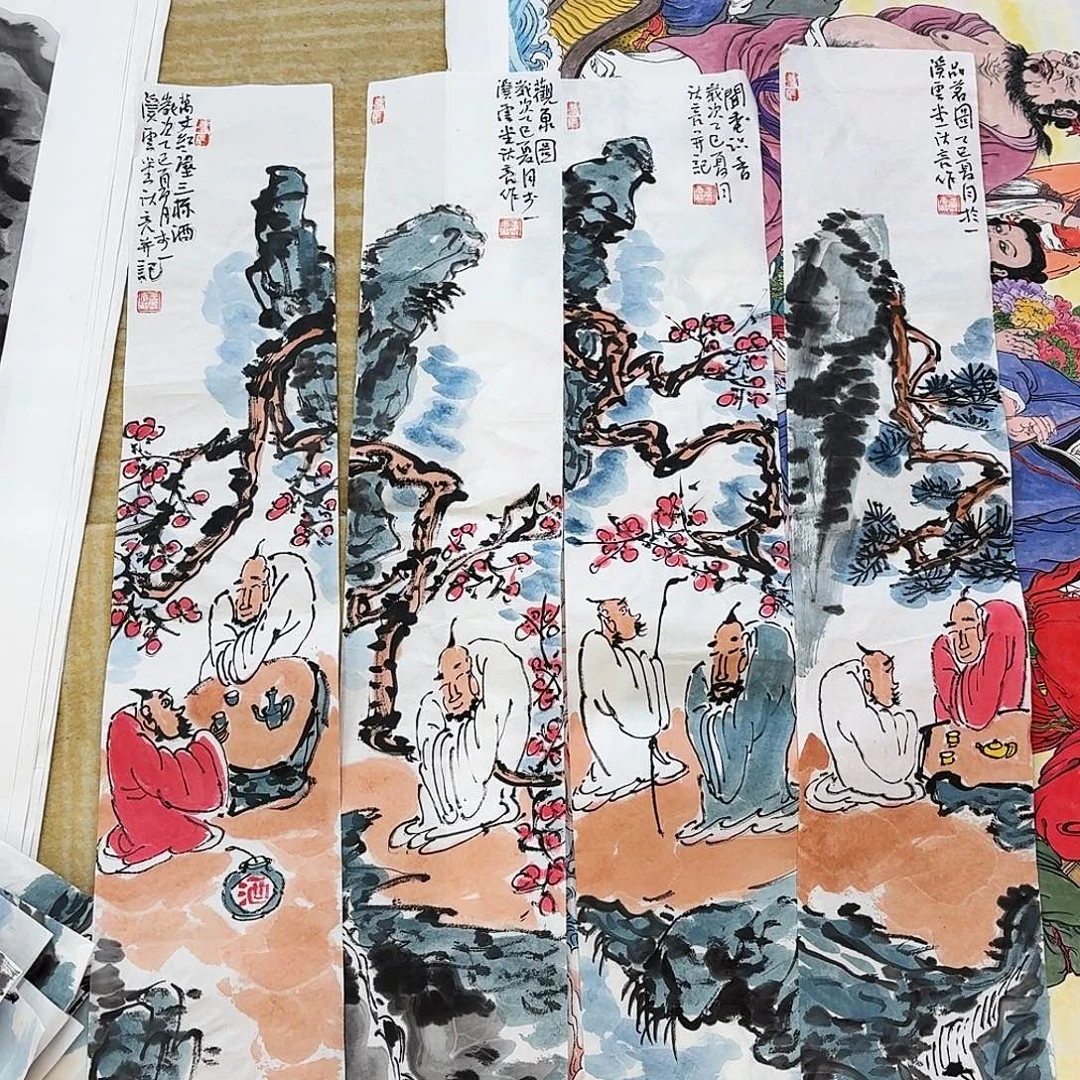国画100.16四条哦手绘作品