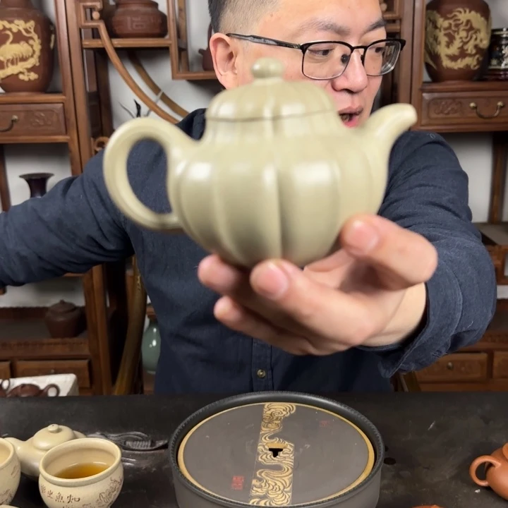 紫砂茶壶乌***机本绿筋纹莲子