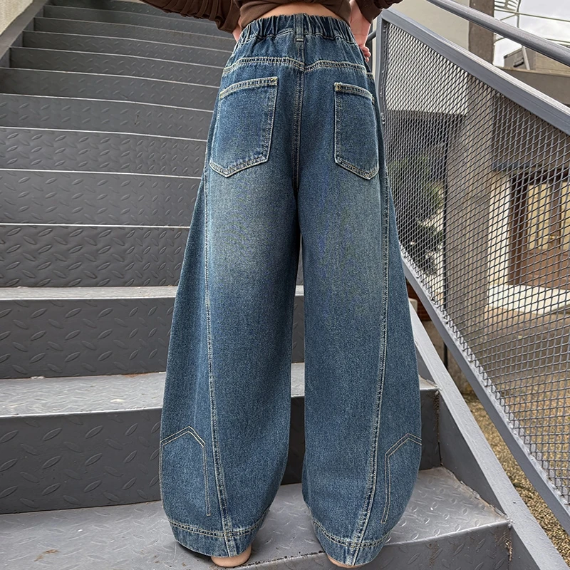 儿童秋装2025年新款大女童装薄款裤子春秋款水洗牛仔裤秋季直筒裤