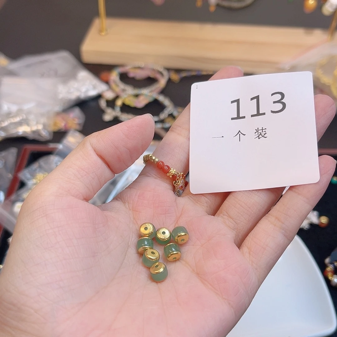 水晶珠宝半成品银S925镀金镶嵌113 。