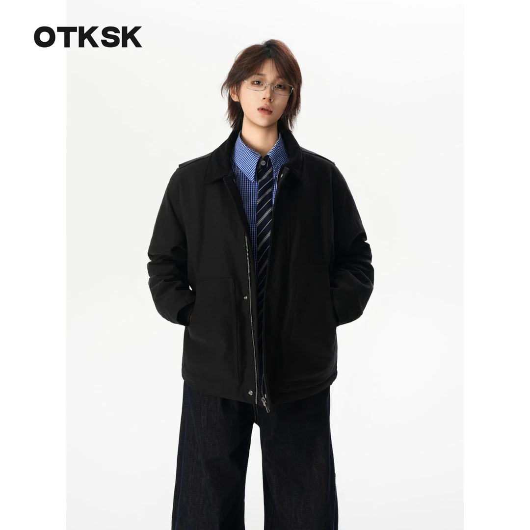 otksk美式复古情侣底特律翻领外套撞冬季长袖工装夹克百搭HY8552