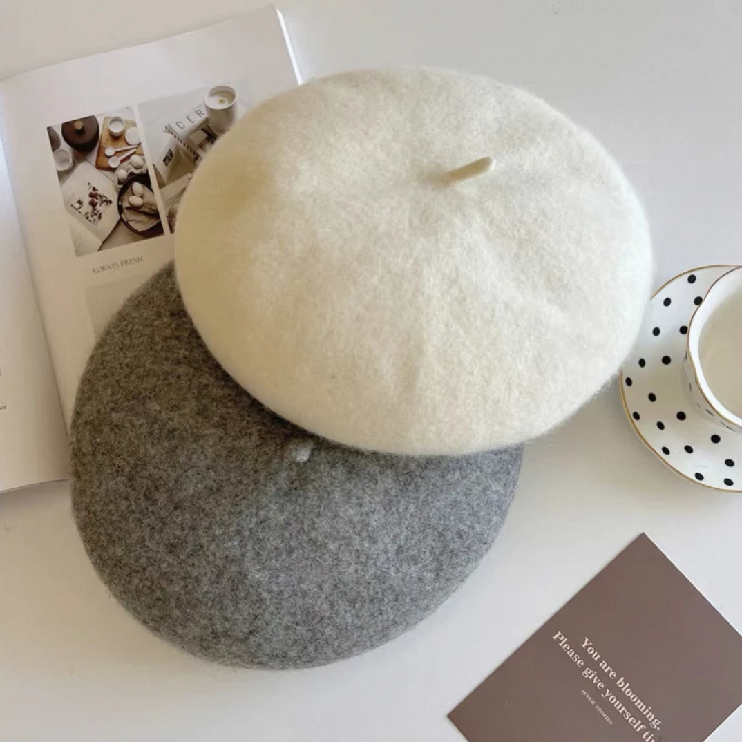 秋冬季新款羊毛显脸小百搭贝雷帽时尚防寒