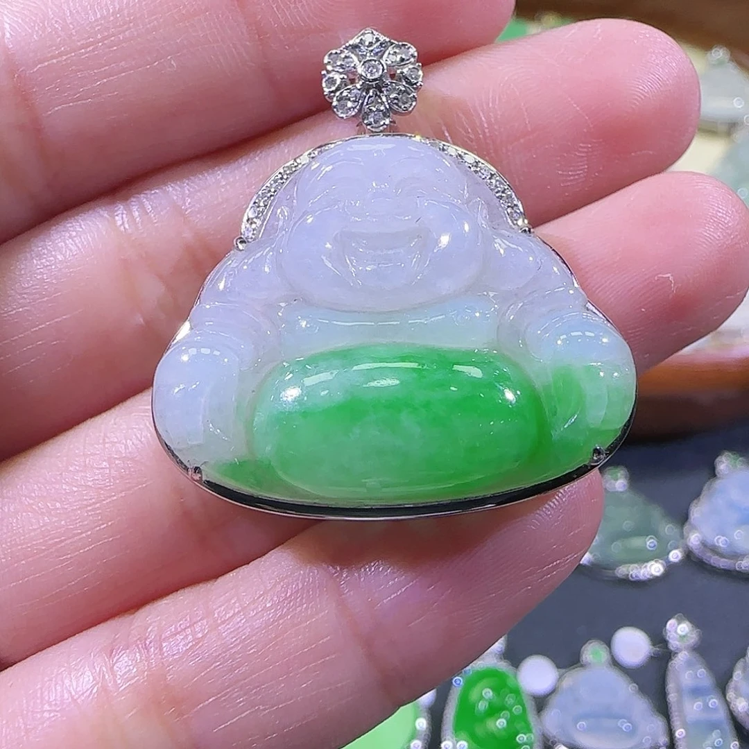 翡翠18K金镶嵌吊坠(不含链)