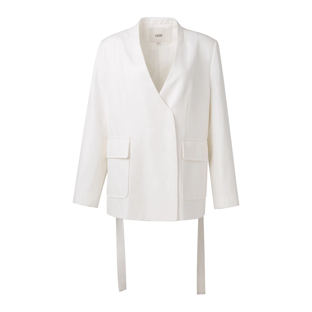 1423【纯白恋歌】法式复古白色高级感气质西装外套