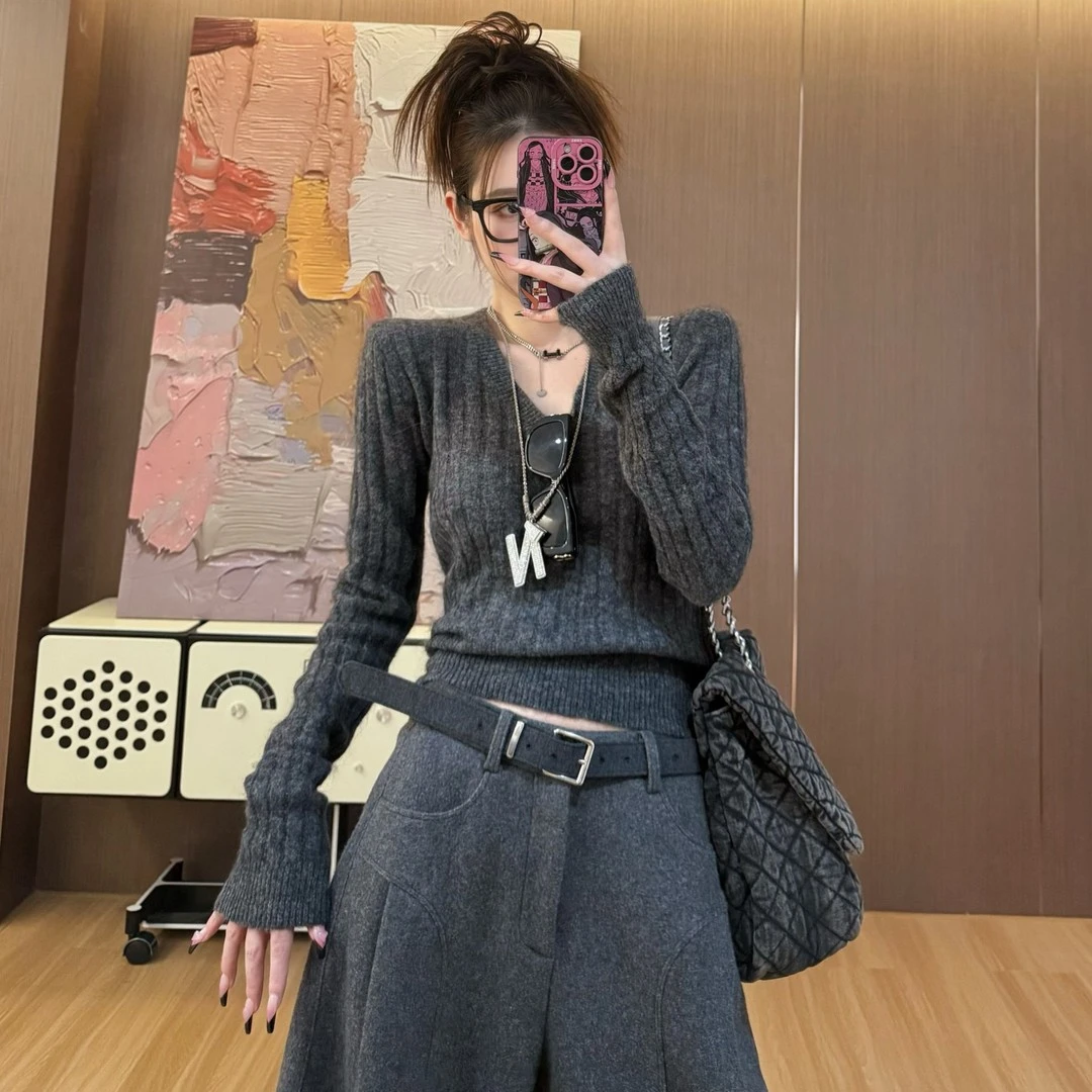 运补6-10【LLU李】绒感厚针织衫打底衫显瘦修身简约百搭上衣