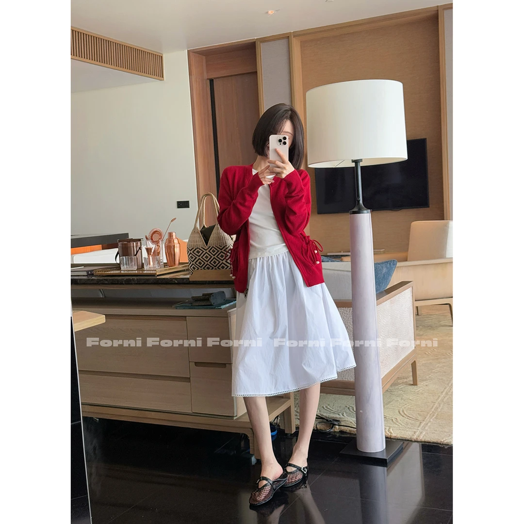 FORNI 开门红 100羊毛新年氛围红色双头拉链针织衫