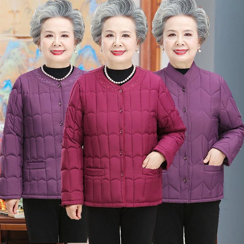 品牌优选奶奶衣内胆冬装老太太轻薄袄老人女妈妈圆领羽绒服