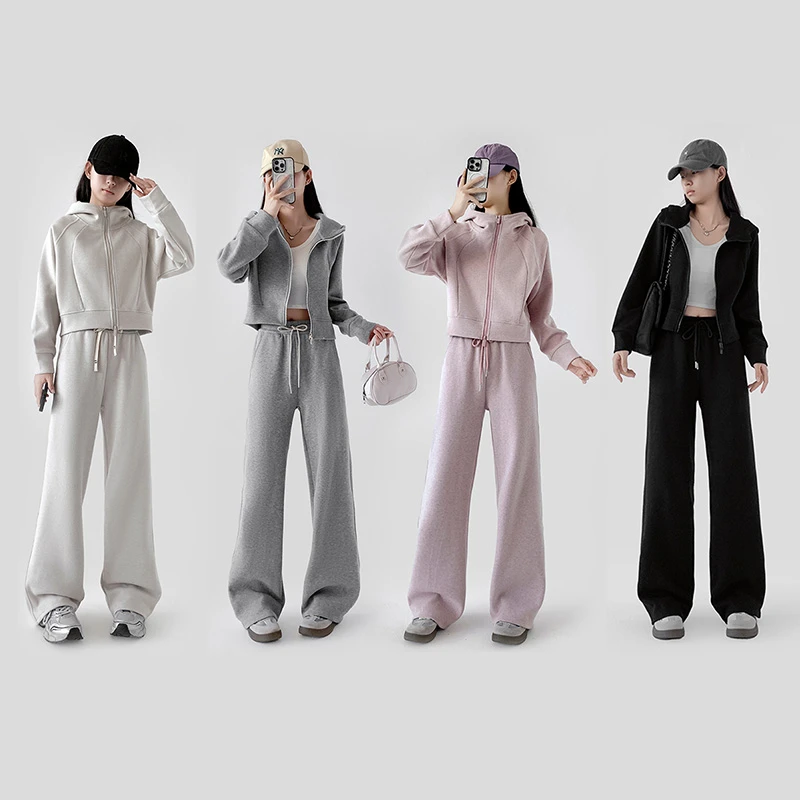 2025休闲运动套装秋冬款石墨烯时尚女士外套阔腿裤一整套百搭