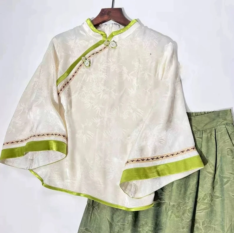 新中式国风005高级感气质休闲提花衬衫