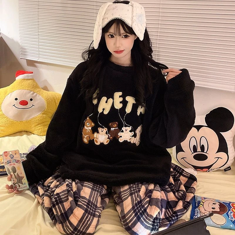 可爱小熊珊瑚绒家居套装8843