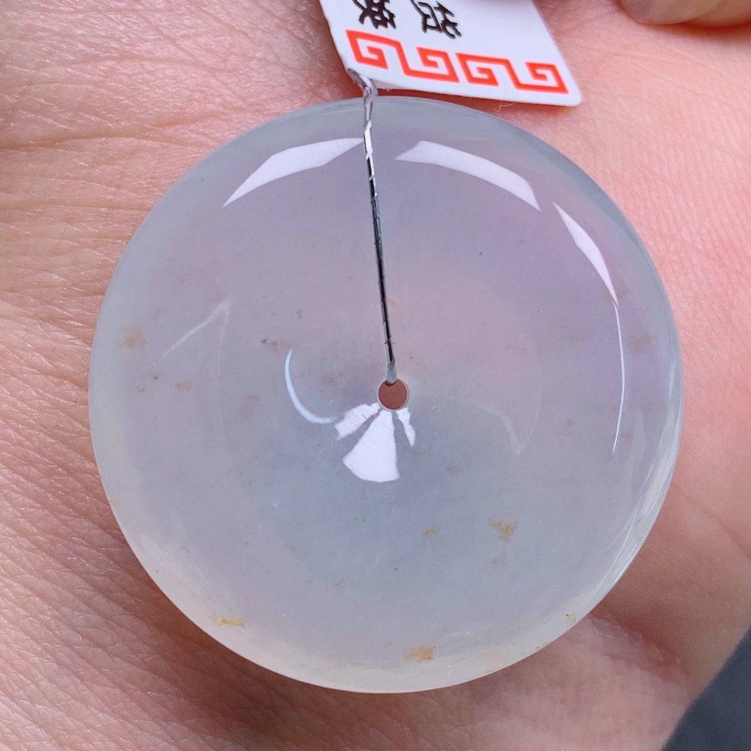 天然缅甸翡翠A货冰平安扣气质精美尺寸29.6+6  329