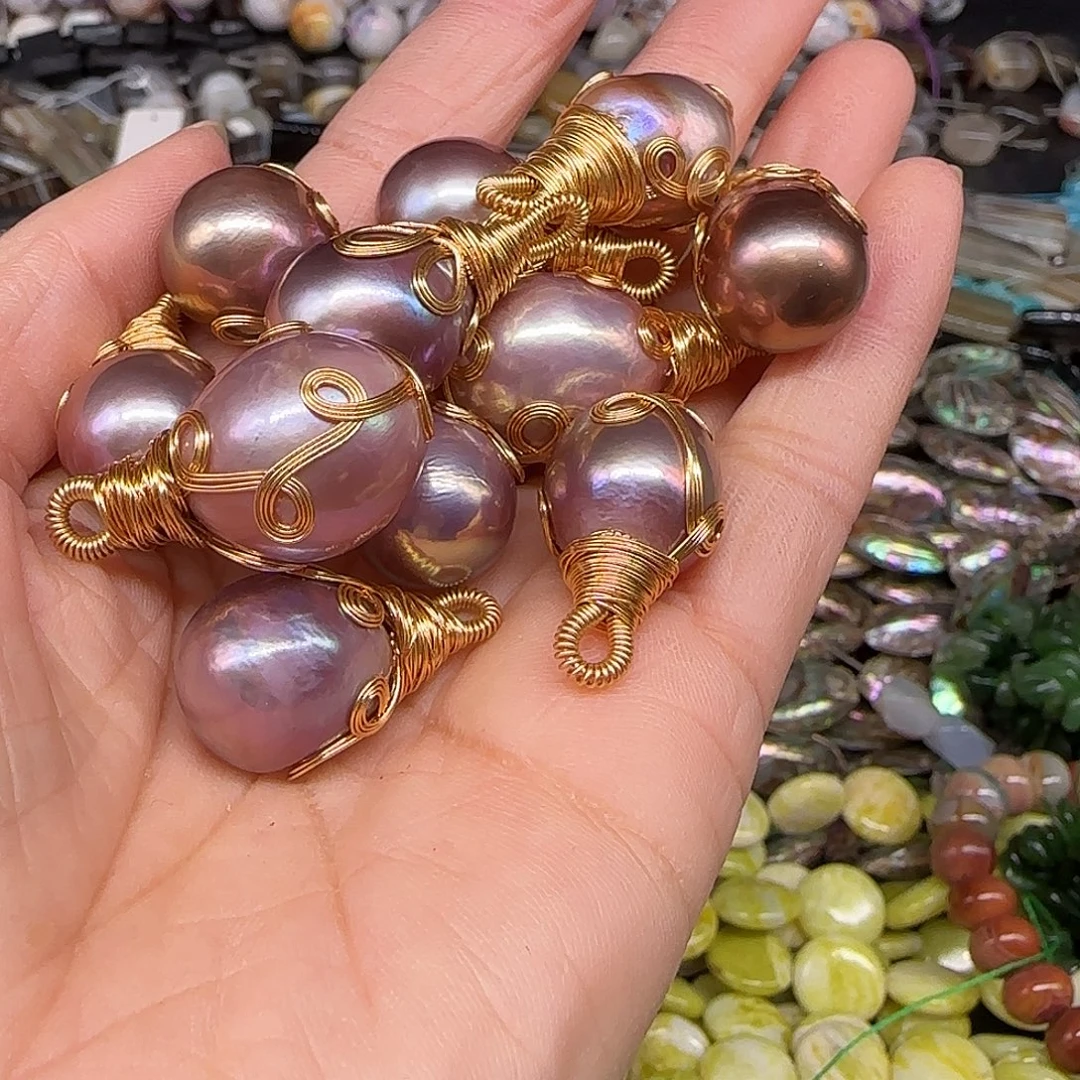 玛瑙/玉髓合金珠宝半成品珍珠吊坠一个02