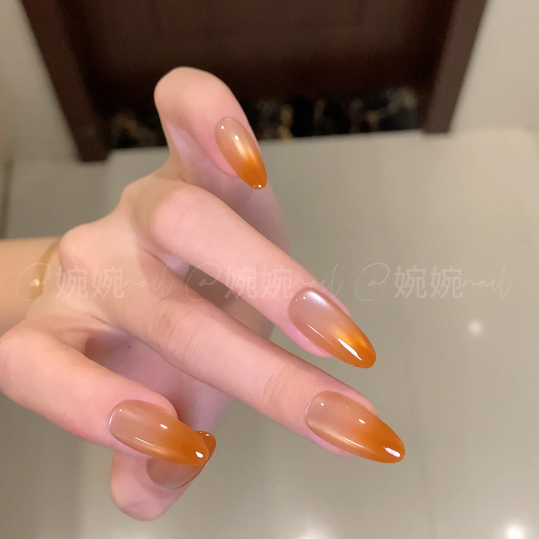 清！！！【缓缓入秋】纯手工简约干净渐变猫眼百搭设计穿戴甲