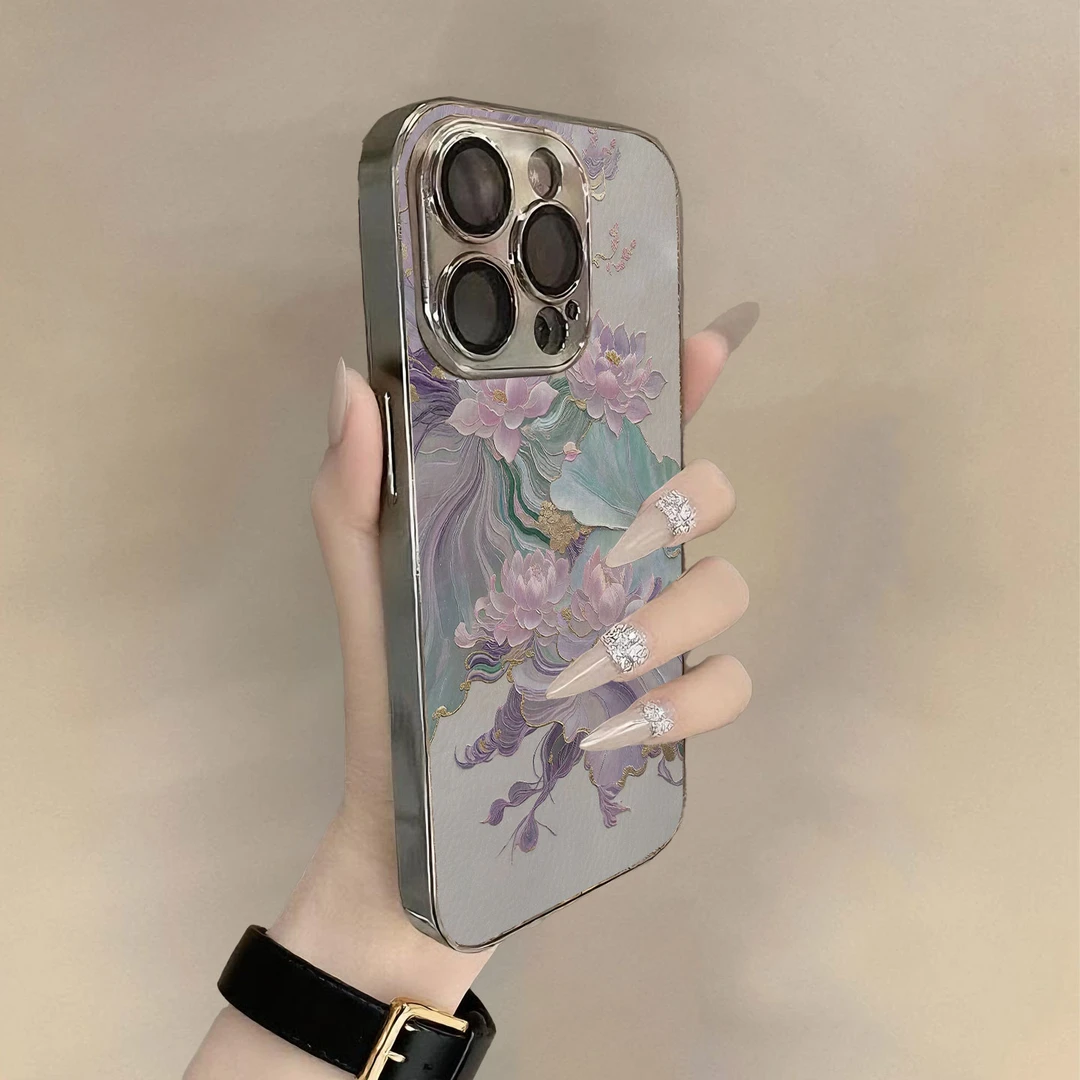 西子莲花适用苹果17手机壳iPhone16pro保护套15promax国风复古14
