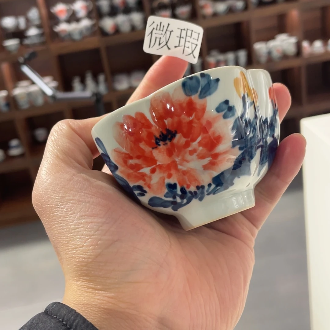 釉下手绘茶具微瑕