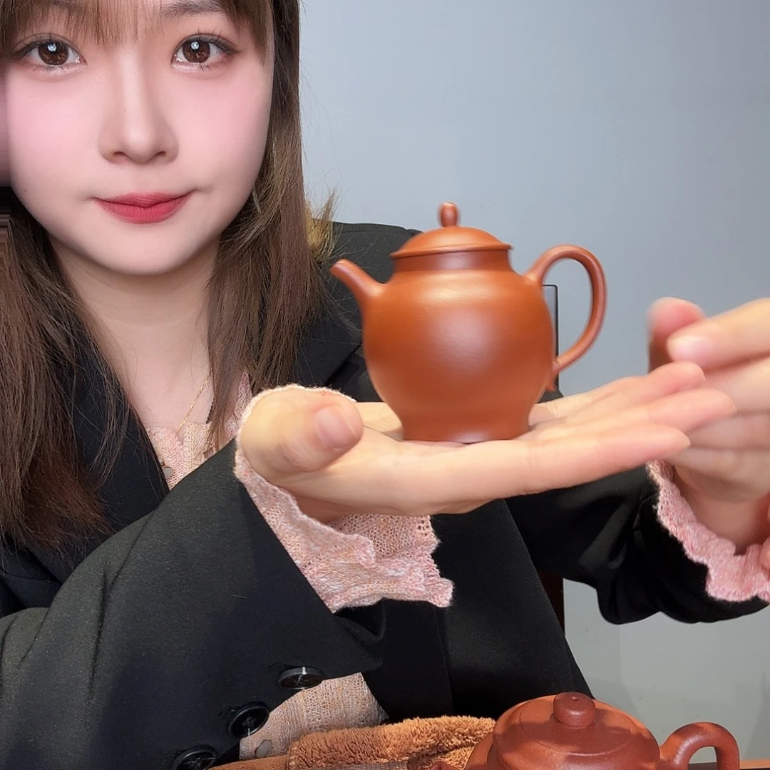 紫砂茶壶宫灯110cc朱泥