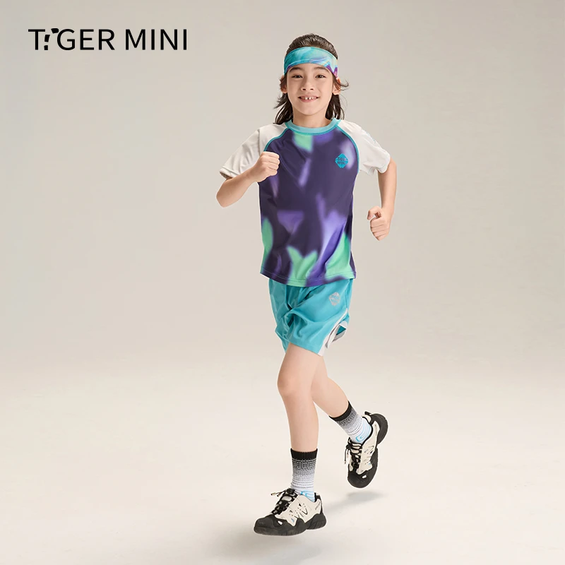 透气夏季速干T恤夏装童装印花运动风中性短袖圆领