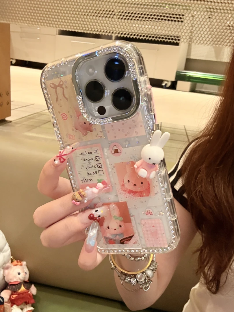 【自带相机保护按键】可爱卡通兔子适用苹果16/15/14全包防摔手机壳